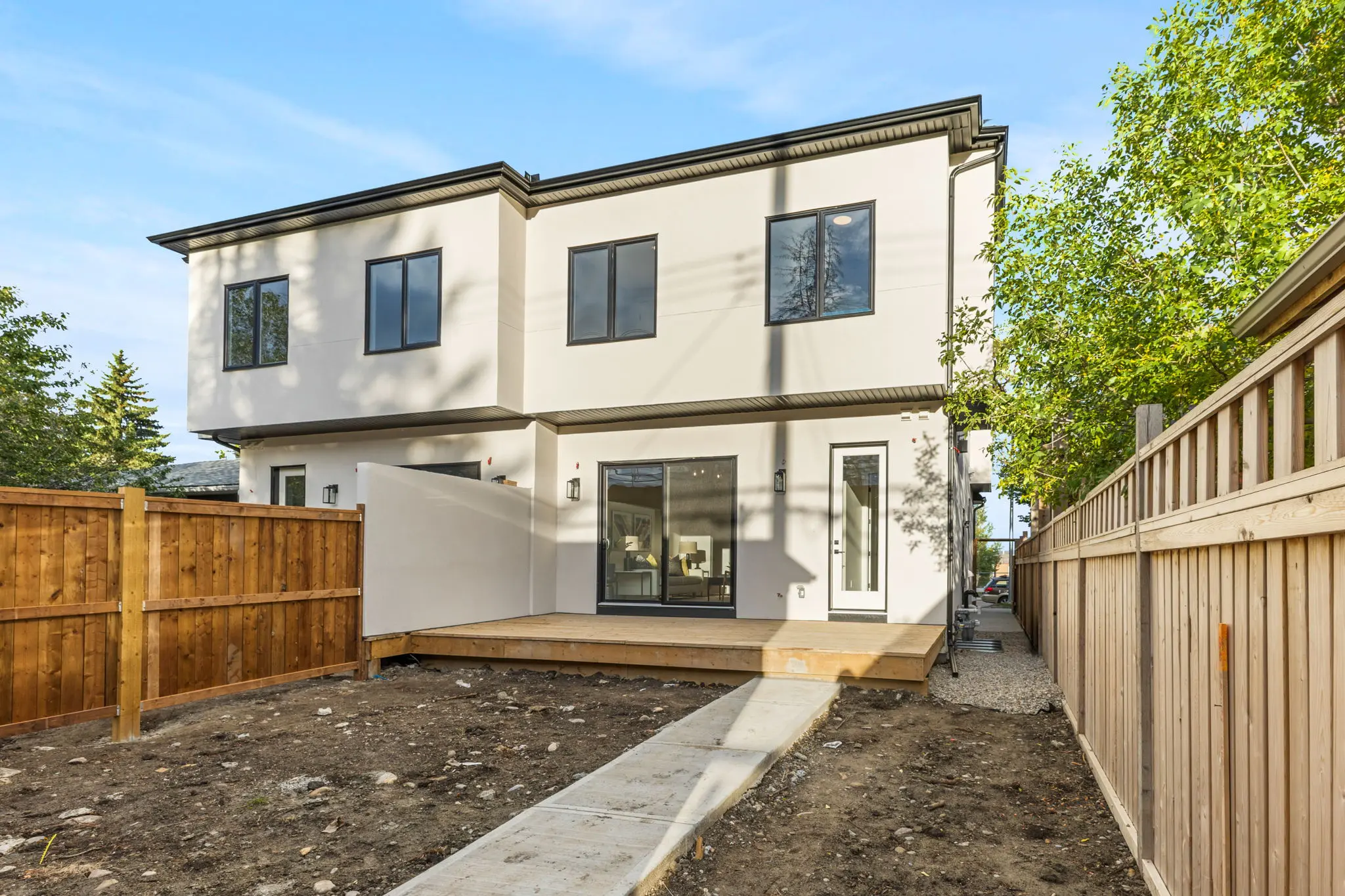 A house that is being built in the yard.